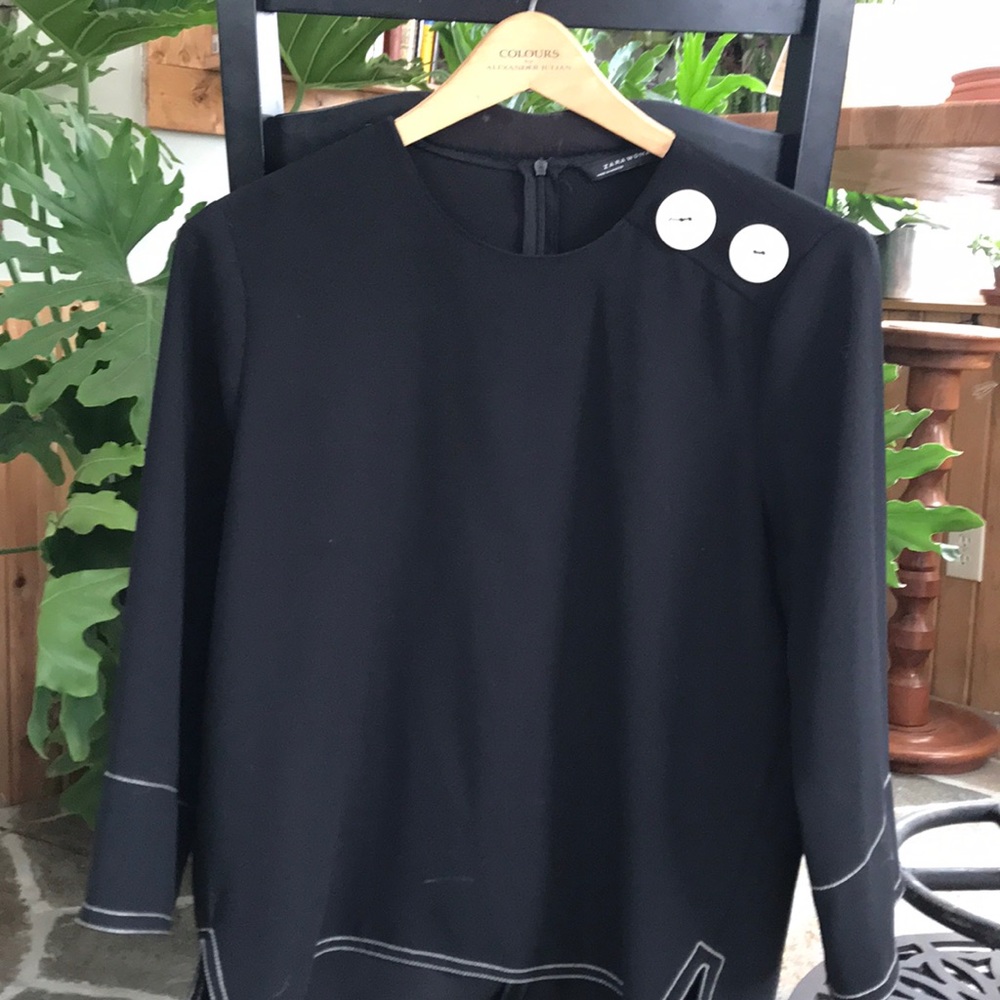 Zara black shirt with oversized buttons